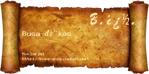 Busa Ákos névjegykártya